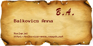 Balkovics Anna névjegykártya